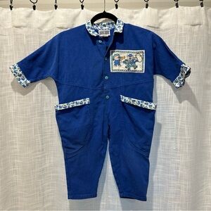 VTG Cache Cache Denim Jumpsuit Toddler 3T Blue Movie Cowboy Made In USA 80s 90s